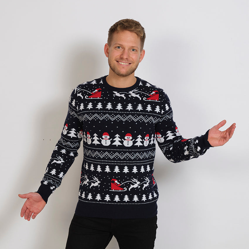 stylowy Christmas sweter Granatowy Męska