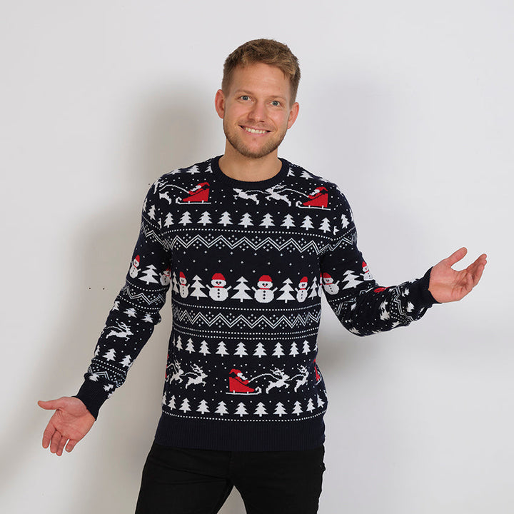 stylowy Christmas sweter Granatowy Męska