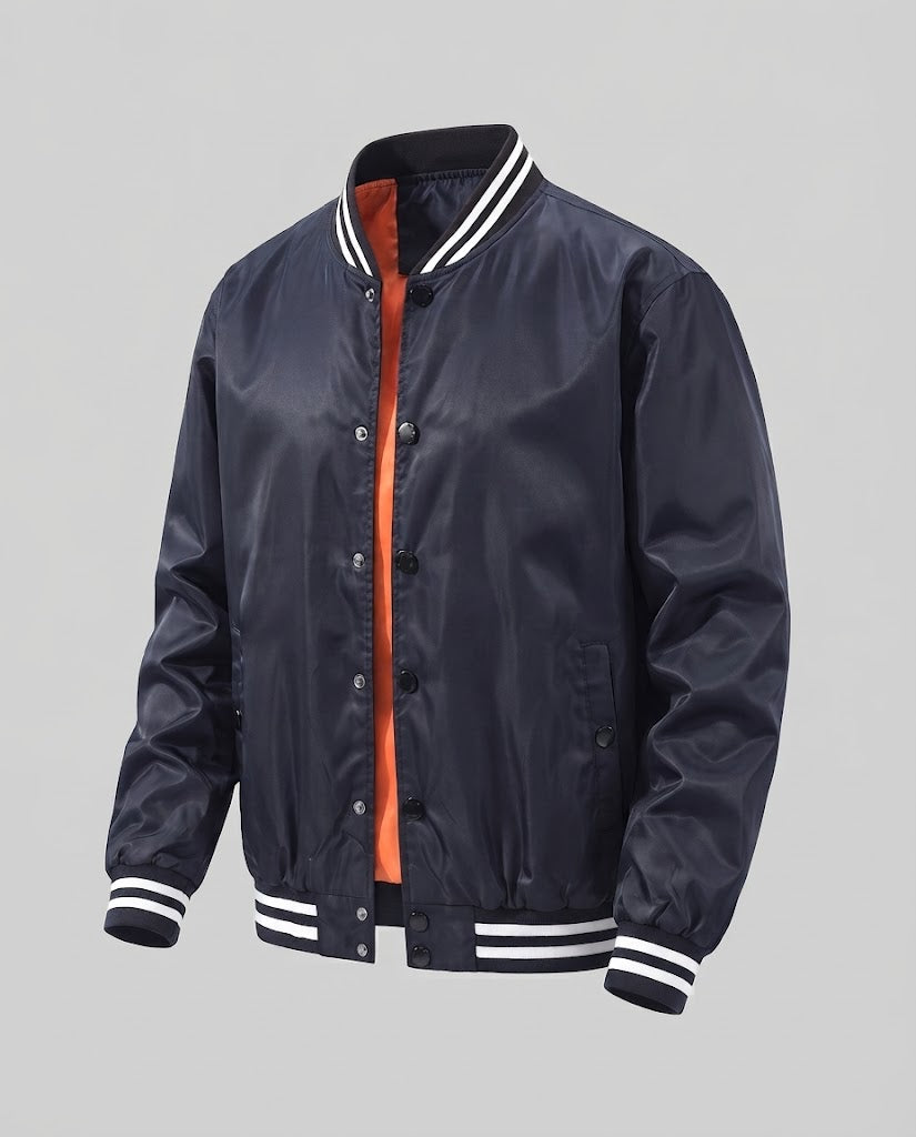 Męska college blouson z pikowana termiczny lwwg i contrastwg prążkowany kołnierzem