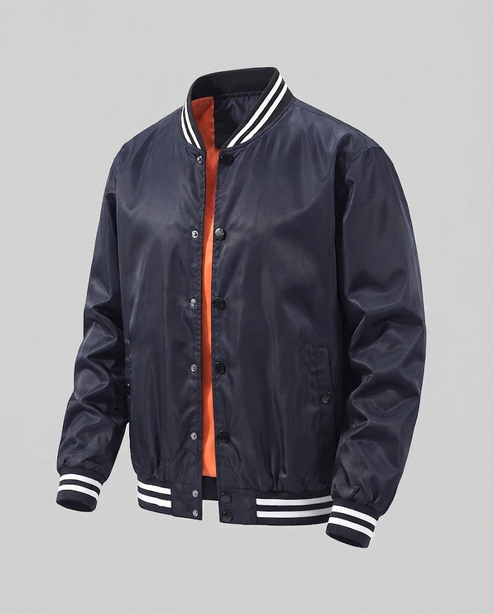 Męska college blouson z pikowana termiczny lwwg i contrastwg prążkowany kołnierzem