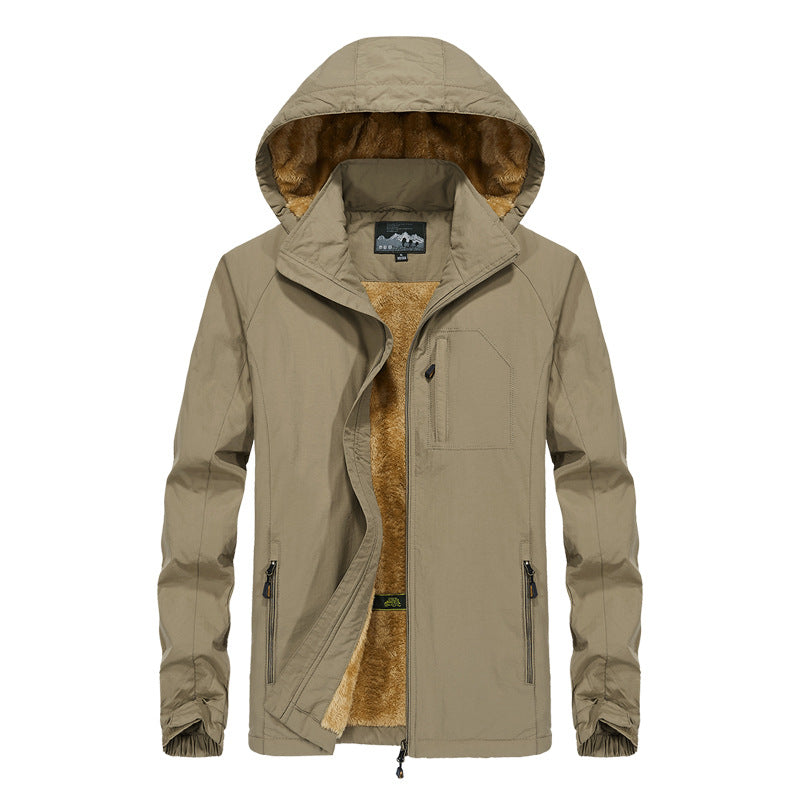 Kurtka męska softshell outdoorowy z teddy lwwg, wiatroszczelna i kapturem