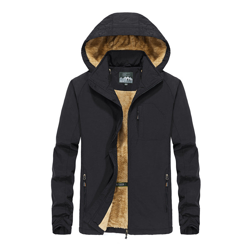 Kurtka męska softshell outdoorowy z teddy lwwg, wiatroszczelna i kapturem