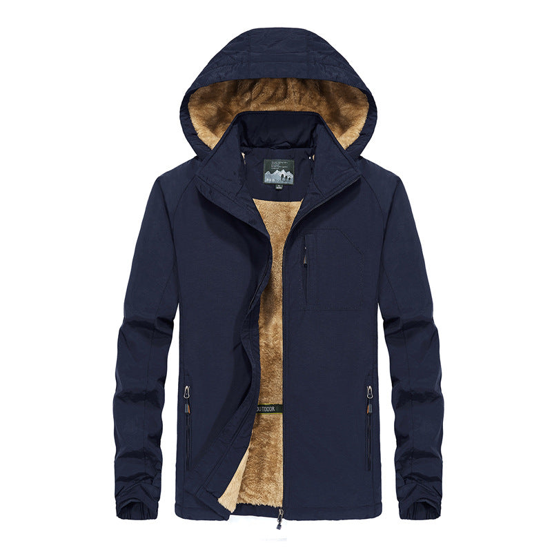 Kurtka męska softshell outdoorowy z teddy lwwg, wiatroszczelna i kapturem