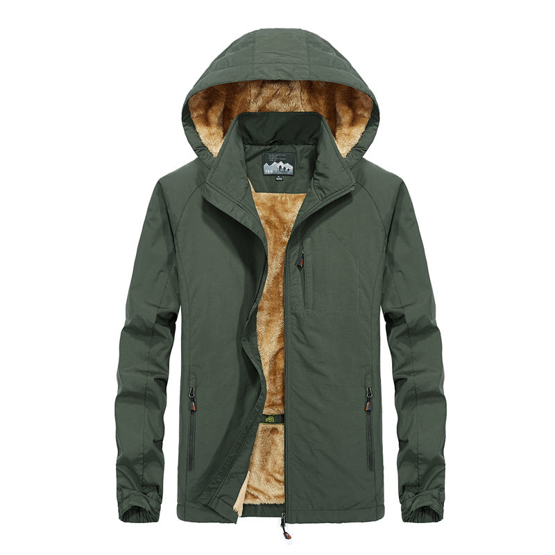 Kurtka męska softshell outdoorowy z teddy lwwg, wiatroszczelna i kapturem