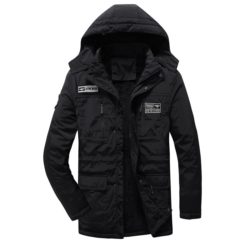 Męska ocieplana military parka z kapturem, thermo lwwg i multifunctional kieszeniami