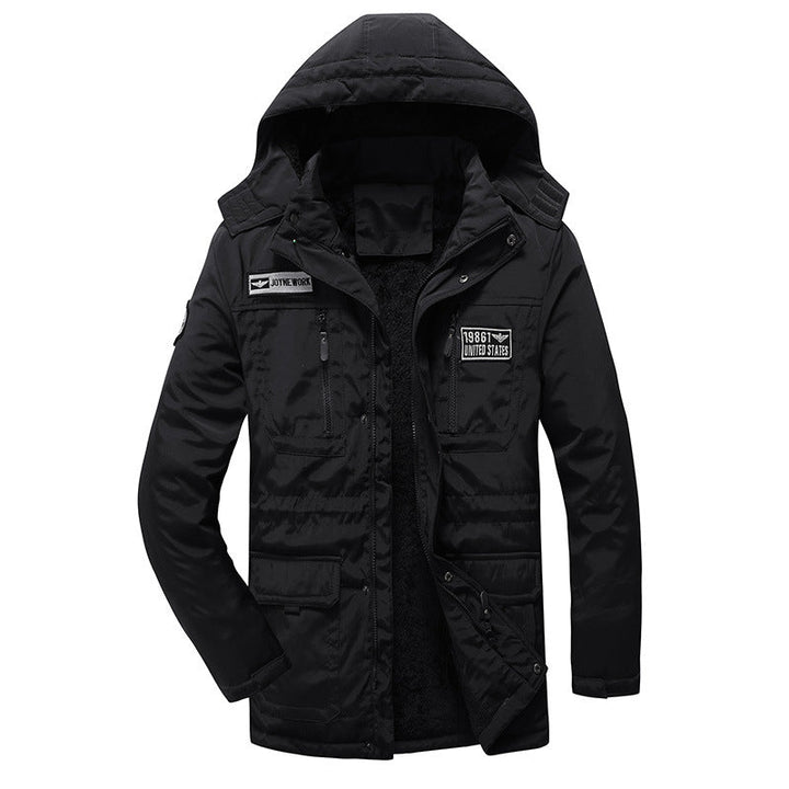 Męska ocieplana military parka z kapturem, thermo lwwg i multifunctional kieszeniami