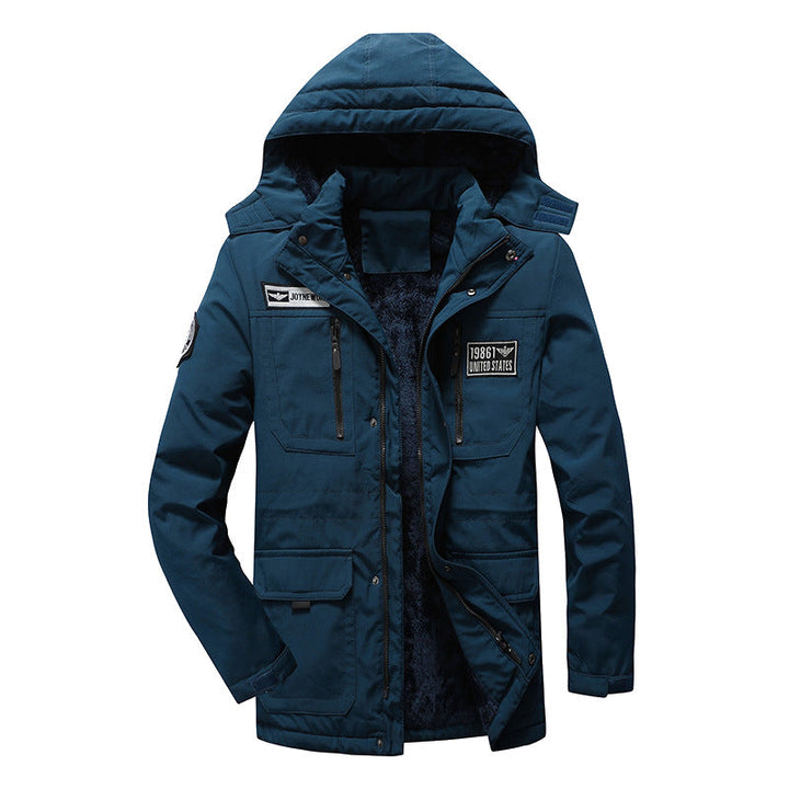 Męska ocieplana military parka z kapturem, thermo lwwg i multifunctional kieszeniami