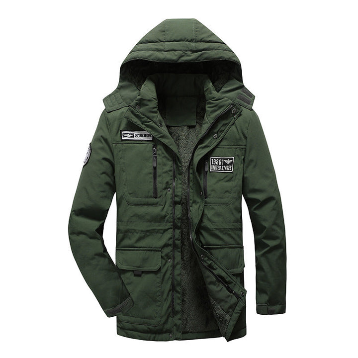 Męska ocieplana military parka z kapturem, thermo lwwg i multifunctional kieszeniami