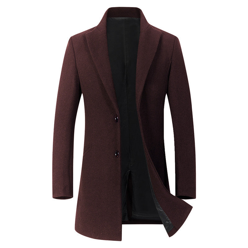 Męski Longline Wool Mieszanka Overcoat z Slim Lapels i Light Termiczny Podszewka