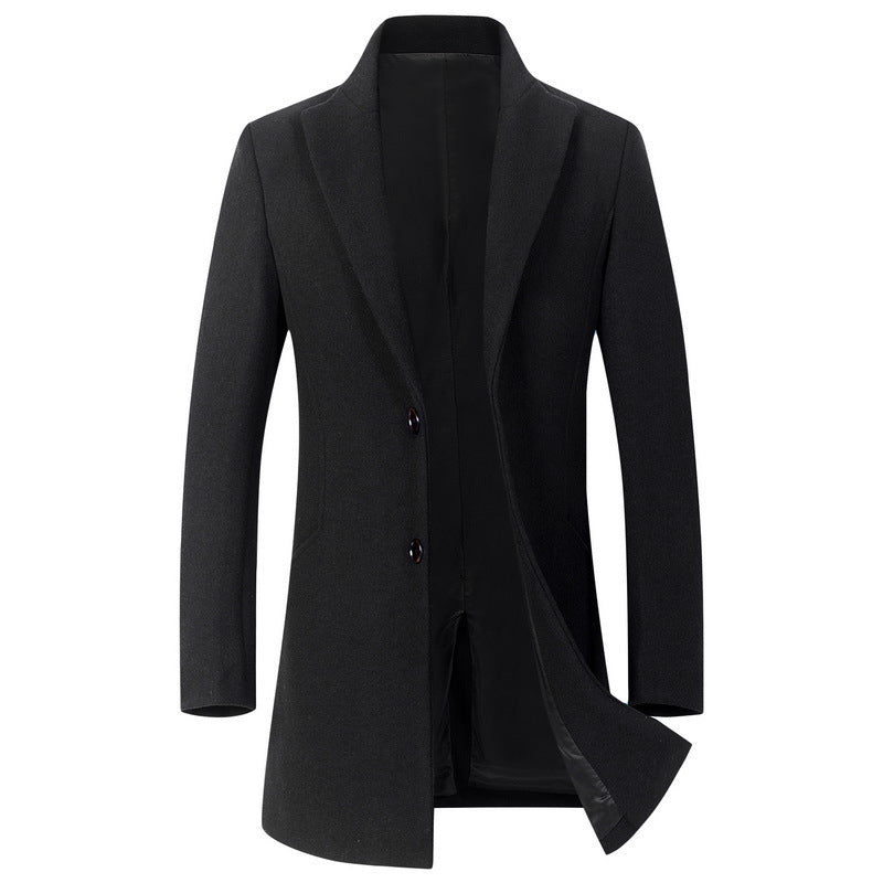 Męski Longline Wool Mieszanka Overcoat z Slim Lapels i Light Termiczny Podszewka