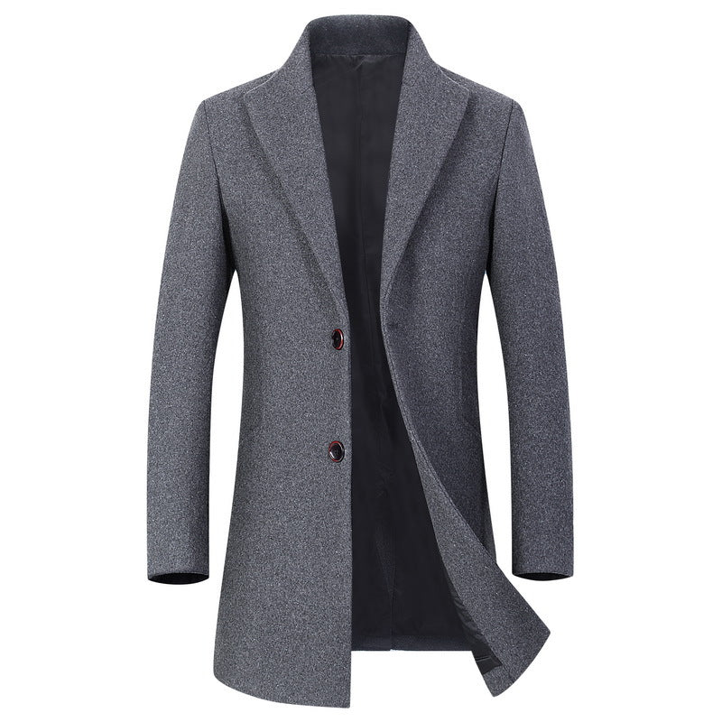 Męski Longline Wool Mieszanka Overcoat z Slim Lapels i Light Termiczny Podszewka