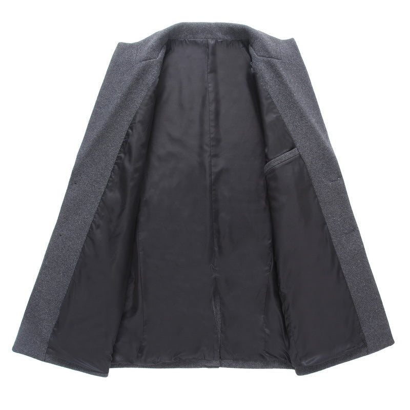 Męski Longline Wool Mieszanka Overcoat z Slim Lapels i Light Termiczny Podszewka