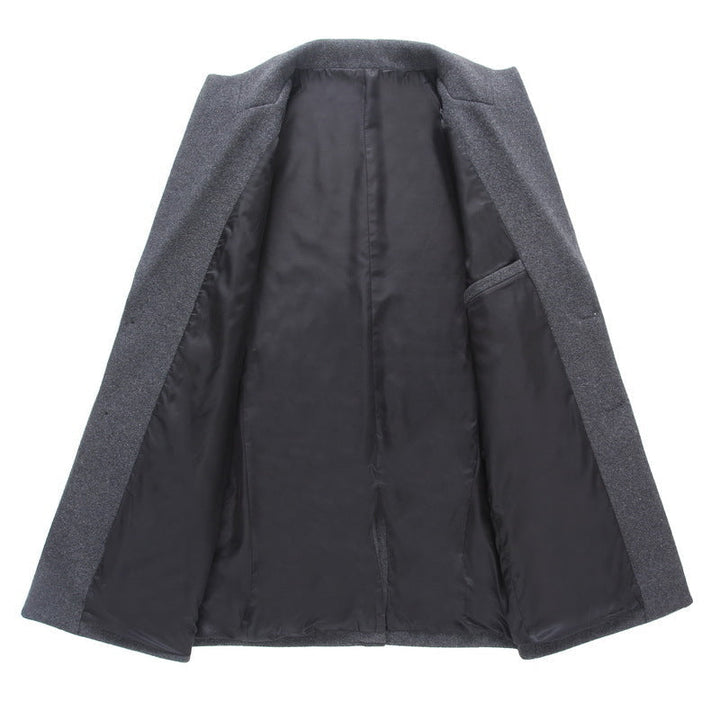 Męski Longline Wool Mieszanka Overcoat z Slim Lapels i Light Termiczny Podszewka