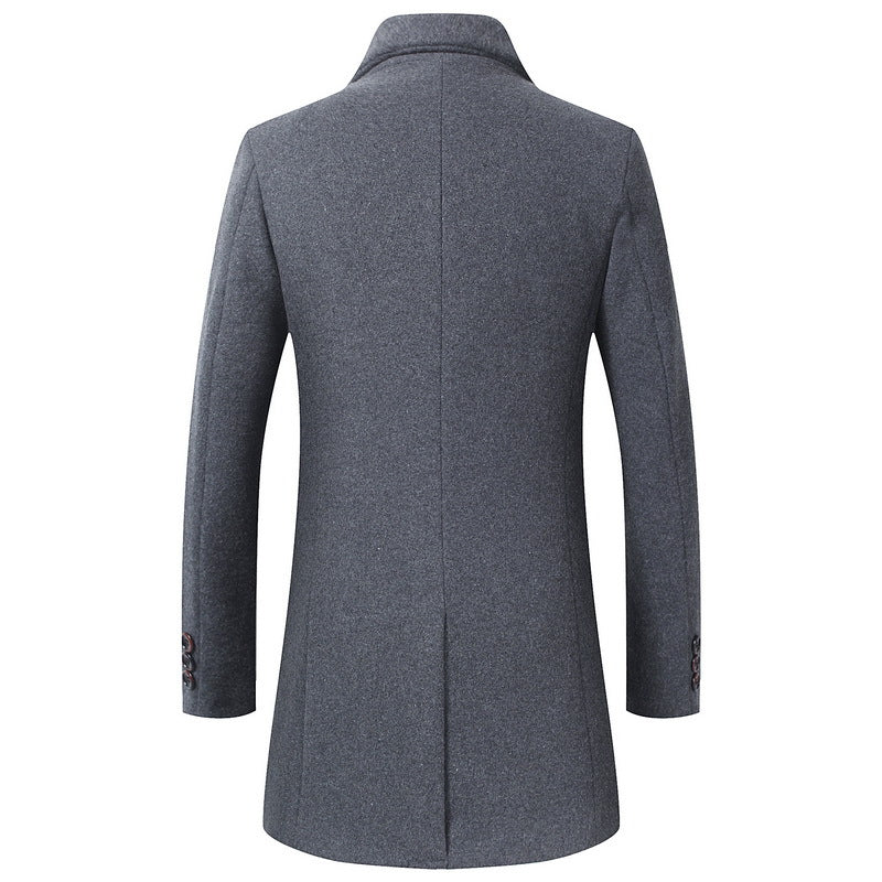 Męski Longline Wool Mieszanka Overcoat z Slim Lapels i Light Termiczny Podszewka