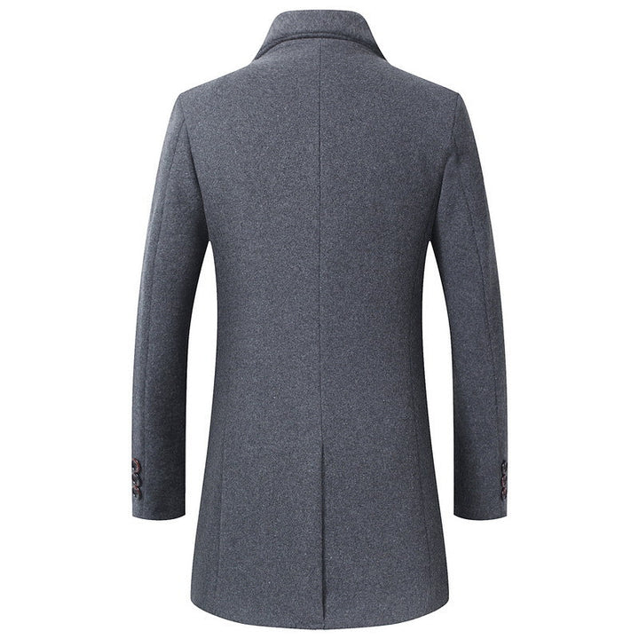 Męski Longline Wool Mieszanka Overcoat z Slim Lapels i Light Termiczny Podszewka