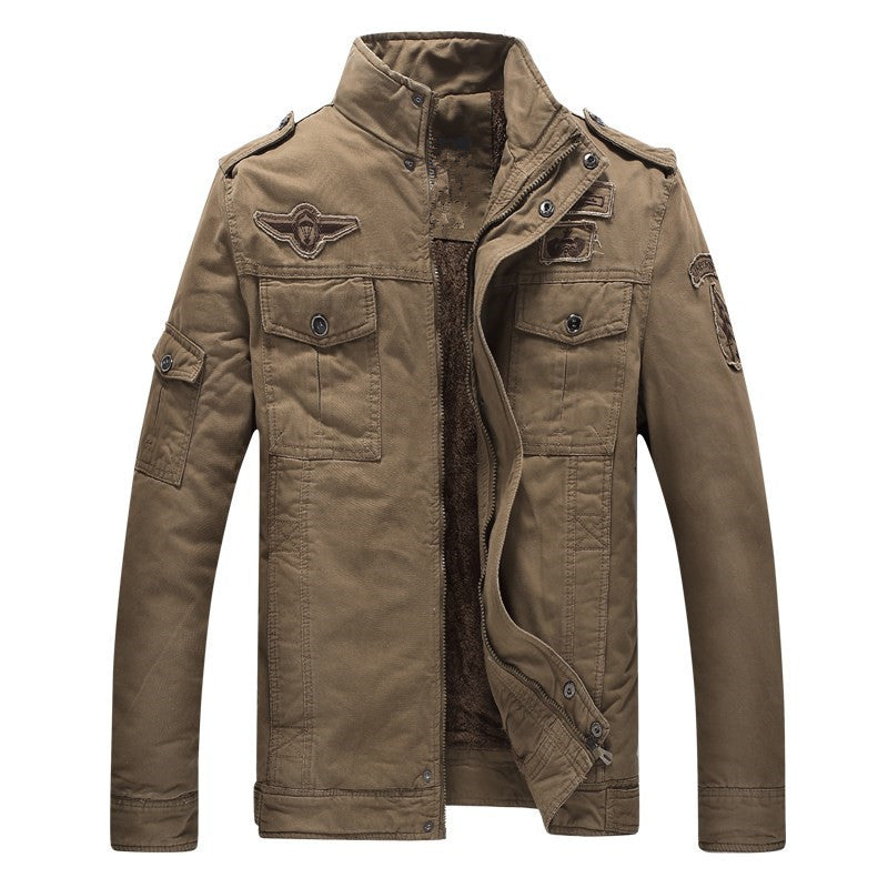 Męska military-wspired field kurtka z teddy lwwg i multifunction kieszeniami