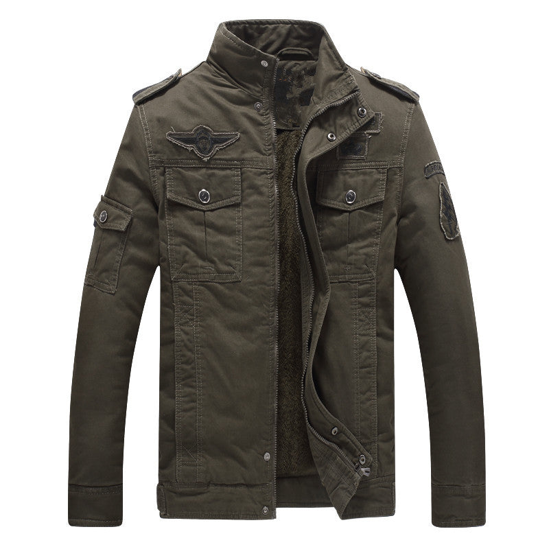 Męska military-wspired field kurtka z teddy lwwg i multifunction kieszeniami