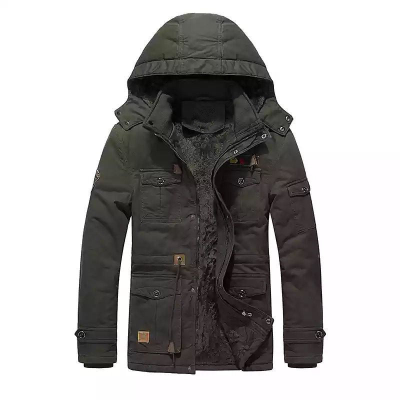 Męska field parka z teddy Lwwg, kapturem i Multi-Purpose kieszeniami