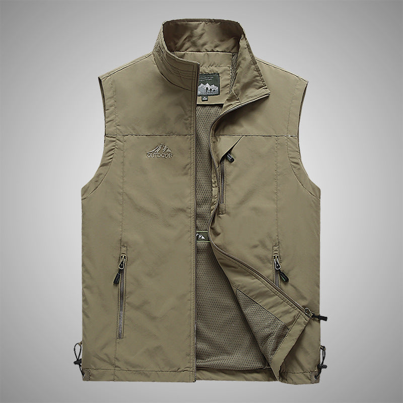 Męski Softshell Outdoorowy Kamizelka z oddychający siatka podszewka, zippered kieszenie, i kołnierz ze stójką