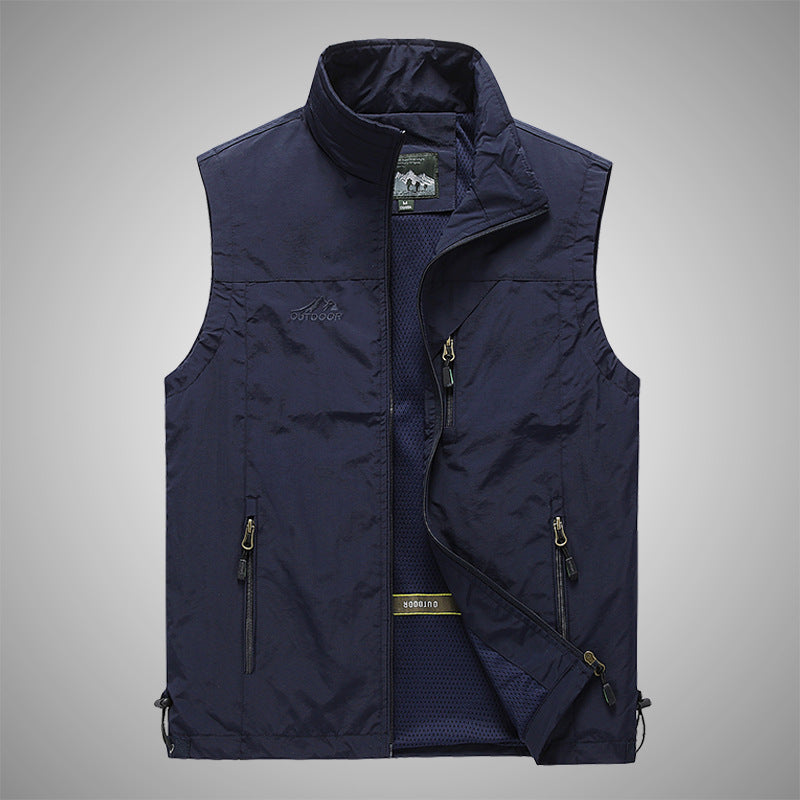 Męski Softshell Outdoorowy Kamizelka z oddychający siatka podszewka, zippered kieszenie, i kołnierz ze stójką