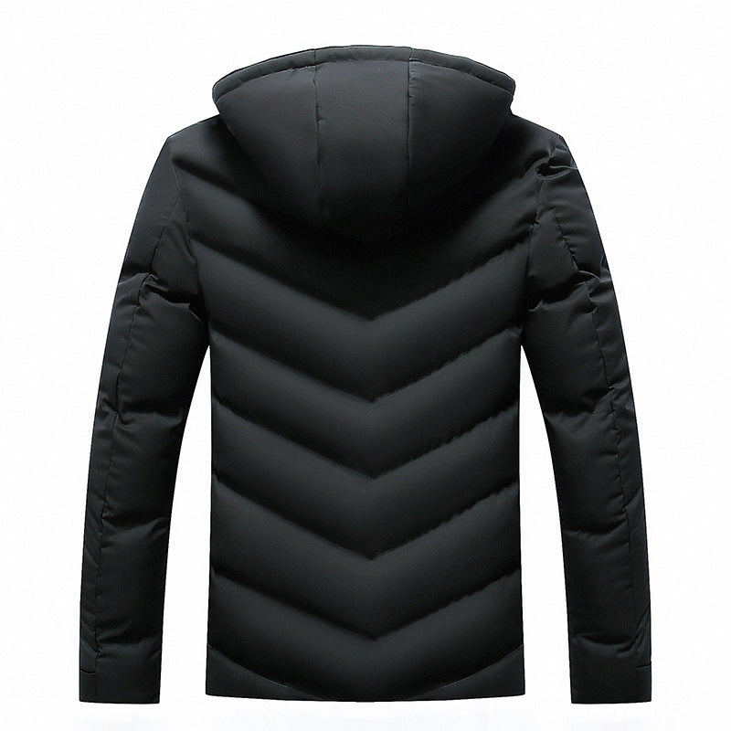 Męska ocieplana kurtka z teddy fur kapturem i chevron quiltwg