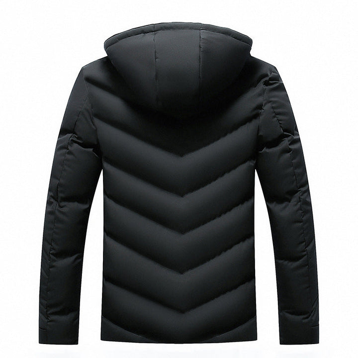 Męska ocieplana kurtka z teddy fur kapturem i chevron quiltwg