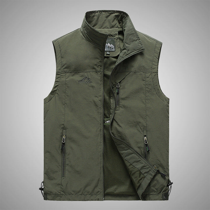 Męski Softshell Outdoorowy Kamizelka z oddychający siatka podszewka, zippered kieszenie, i kołnierz ze stójką