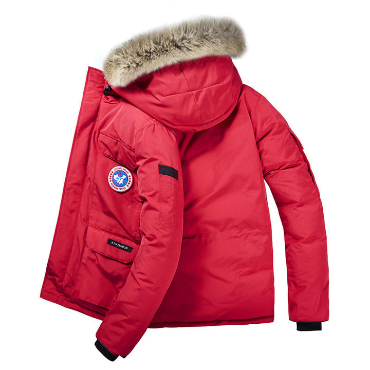 Męska ocieplana Wwter parka z kapturem i Removable Fur kołnierzem