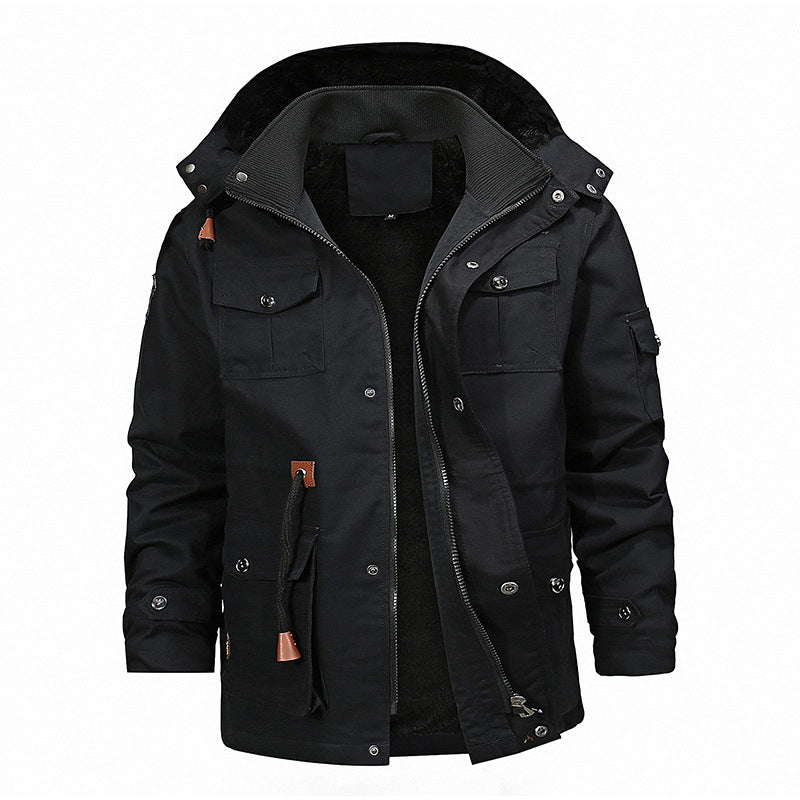 Męska field parka z teddy lwwg, regulowany kapturem i utility kieszeniami
