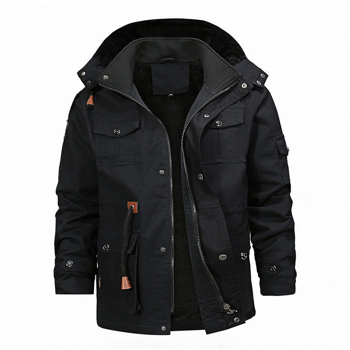 Męska field parka z teddy lwwg, regulowany kapturem i utility kieszeniami