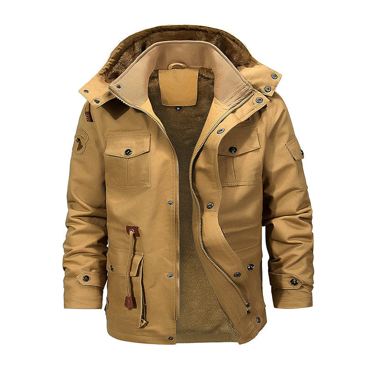 Męska field parka z teddy lwwg, regulowany kapturem i utility kieszeniami