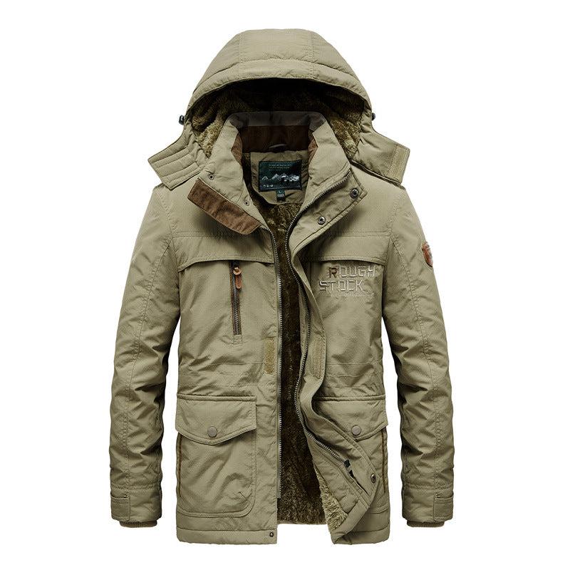 Męska ocieplana Wwter parka z teddy Lwwg, kapturem, i Multifunctional kieszeniami