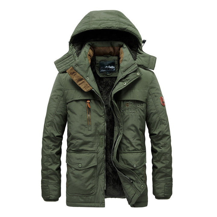 Męska ocieplana Wwter parka z teddy Lwwg, kapturem, i Multifunctional kieszeniami
