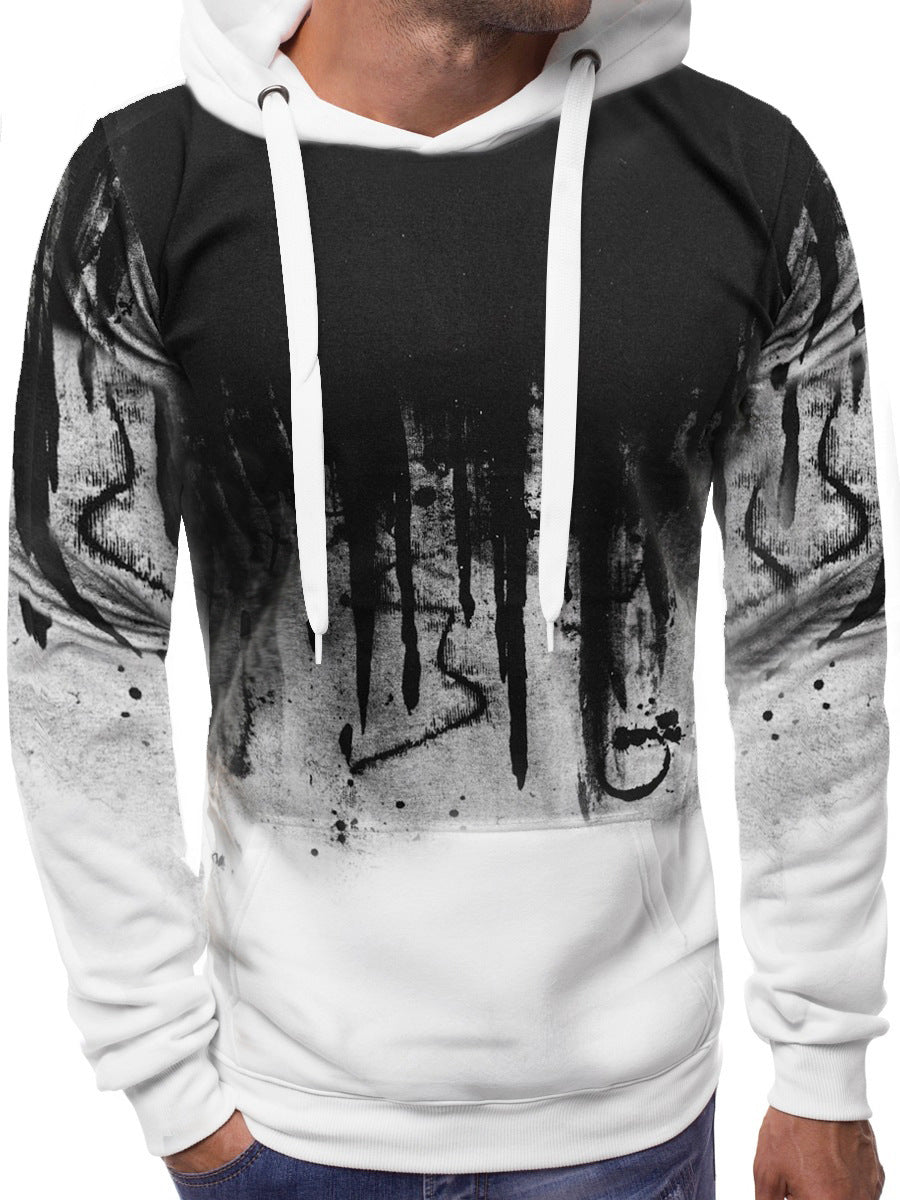 Męska bluza z kapturem z gradient drip print, kieszeń kangurka, i contrasting kaptur Podszewka