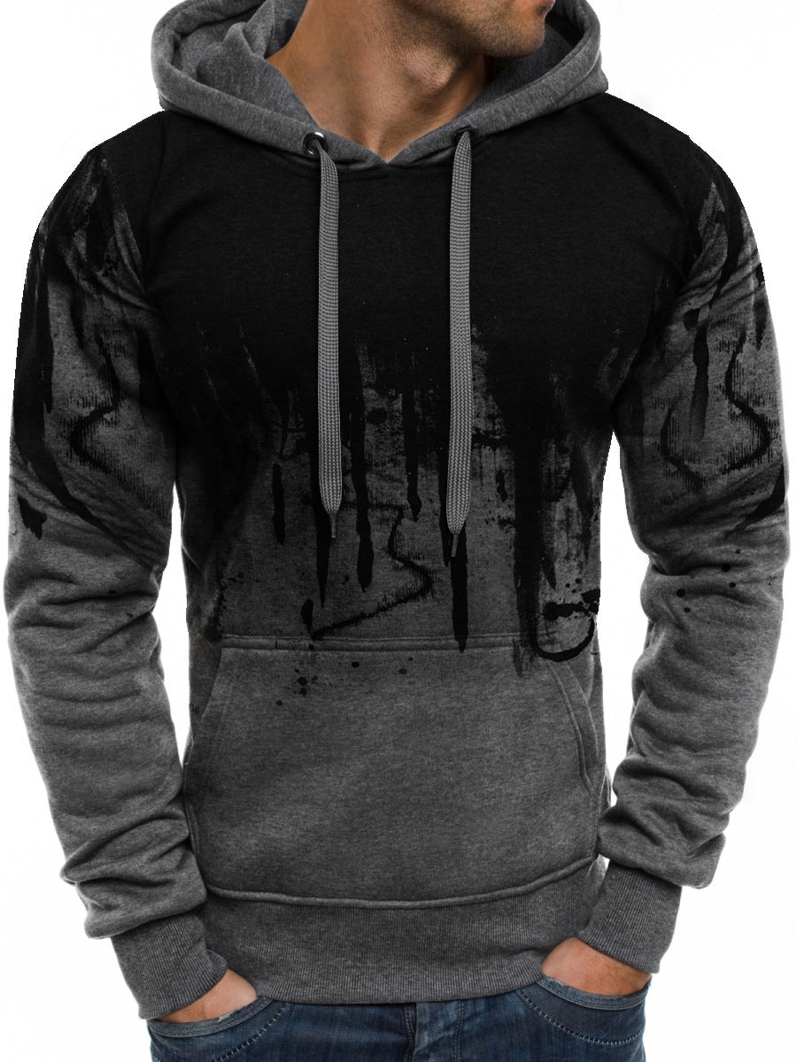 Męska bluza z kapturem z gradient drip print, kieszeń kangurka, i contrasting kaptur Podszewka