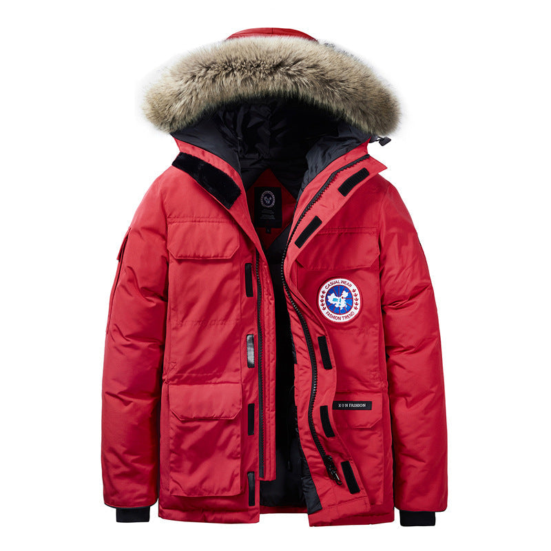 Męska termiczny parka z kapturem i Removable Fur kołnierzem