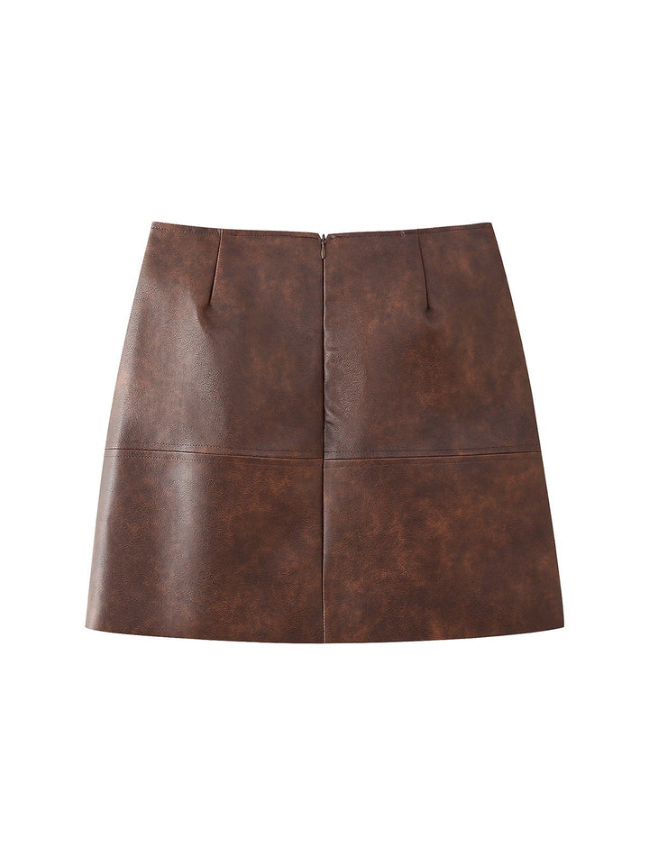 Skóra kurtka &amp; krótka Skirt Coordwation Set