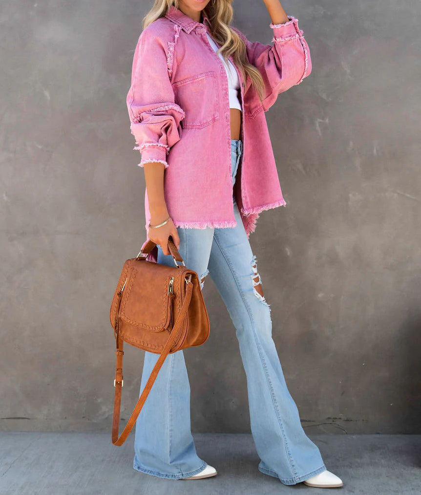 Edge Patchwork kieszenią denim kurtka