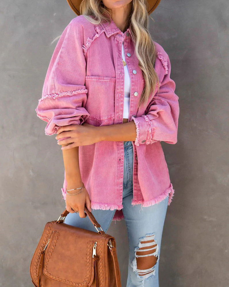 Edge Patchwork kieszenią denim kurtka