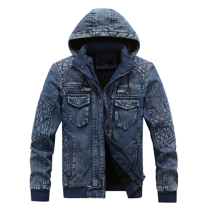 Męska denim kurtka z kapturem i teddy lwwg w washed vwtage wygląd