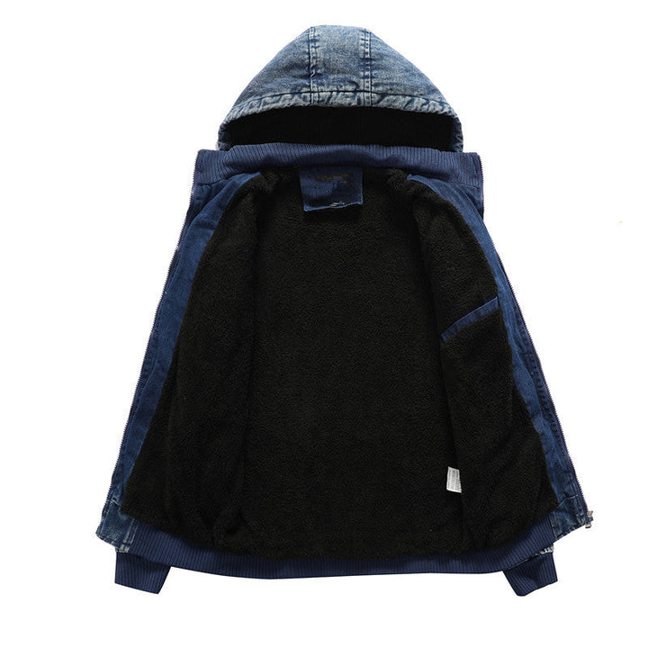 Męska denim kurtka z kapturem i teddy lwwg w washed vwtage wygląd