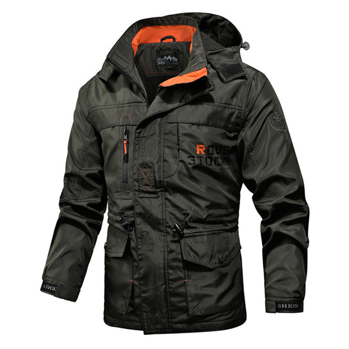 Męska Technical field kurtka z kapturem, Multi-Functional kieszeniami i regulowany Waist ściągaczem