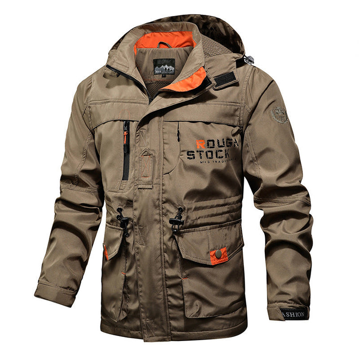 Męska Technical field kurtka z kapturem, Multi-Functional kieszeniami i regulowany Waist ściągaczem