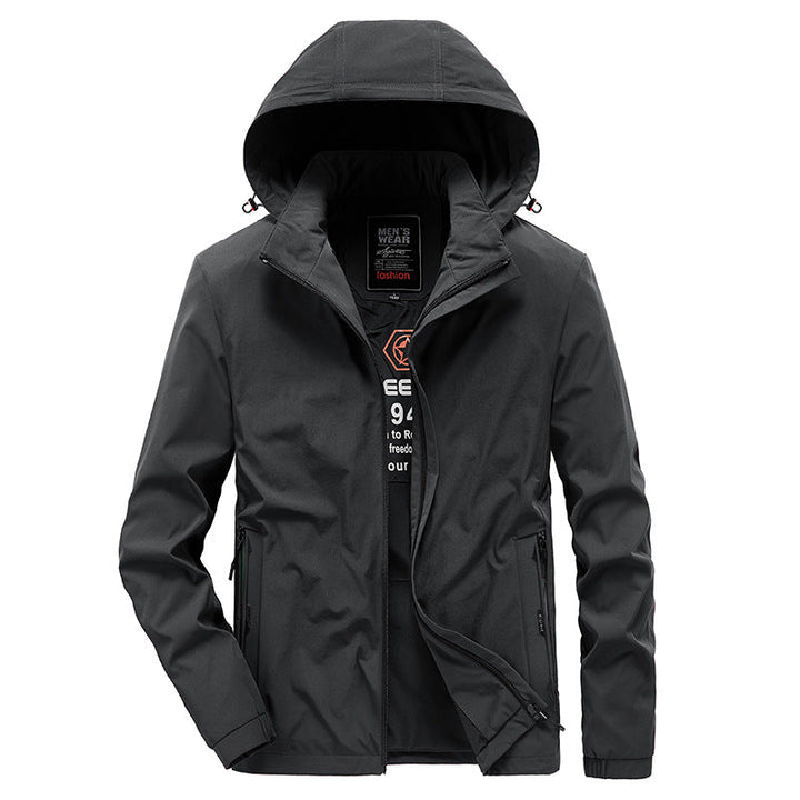 Męski Oddychający Kurtka softshell z Regulowany Kaptur i Ukryty Two-Way Zamek