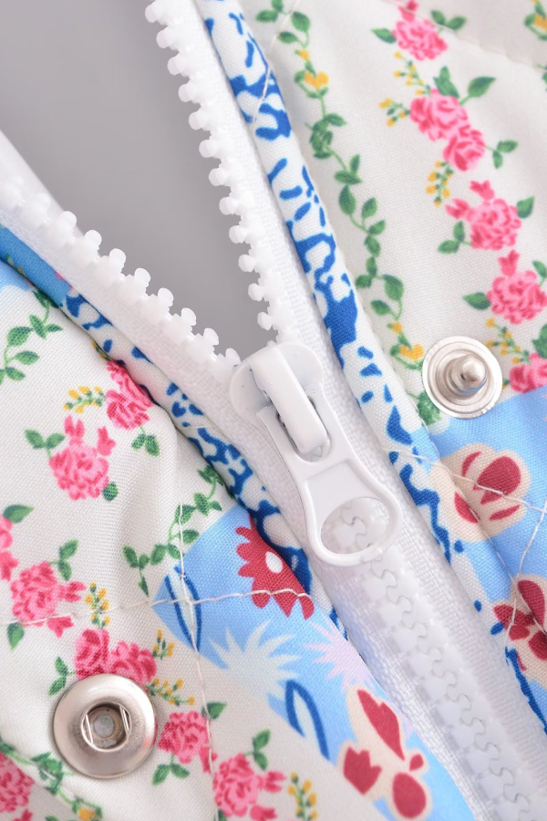 Stójką długa rękaw Floral wzór bawełna kurtka