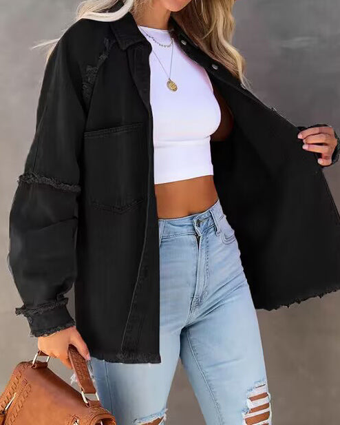 Edge Patchwork kieszenią denim kurtka