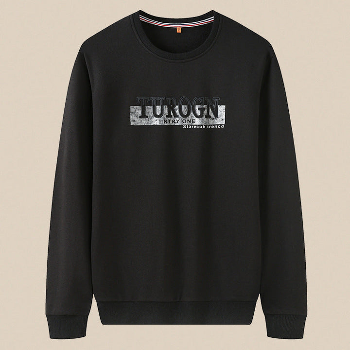 Męska bluza z okrągły dekolt, logo print, i prążkowane mankiety