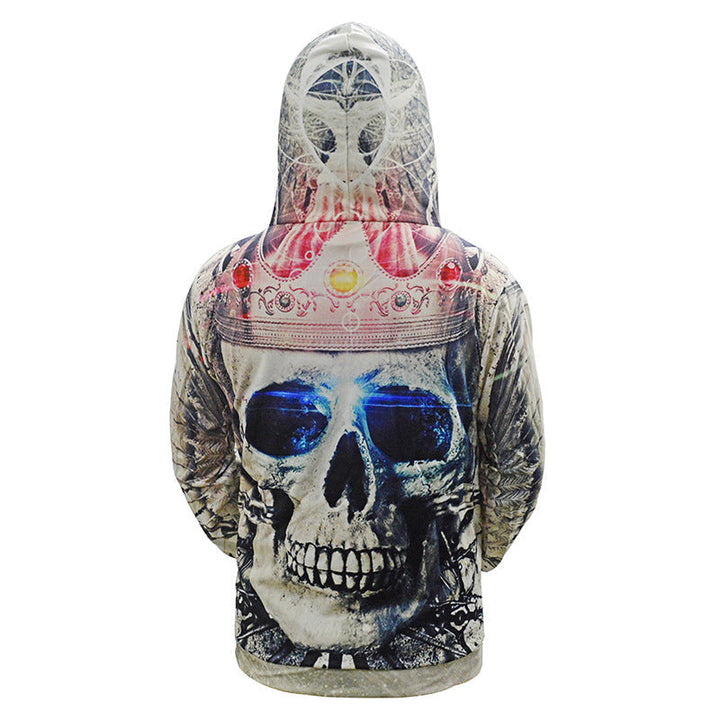 Męska bluza z kapturem z na całej powierzchni skull print &amp; kieszeń kangurka
