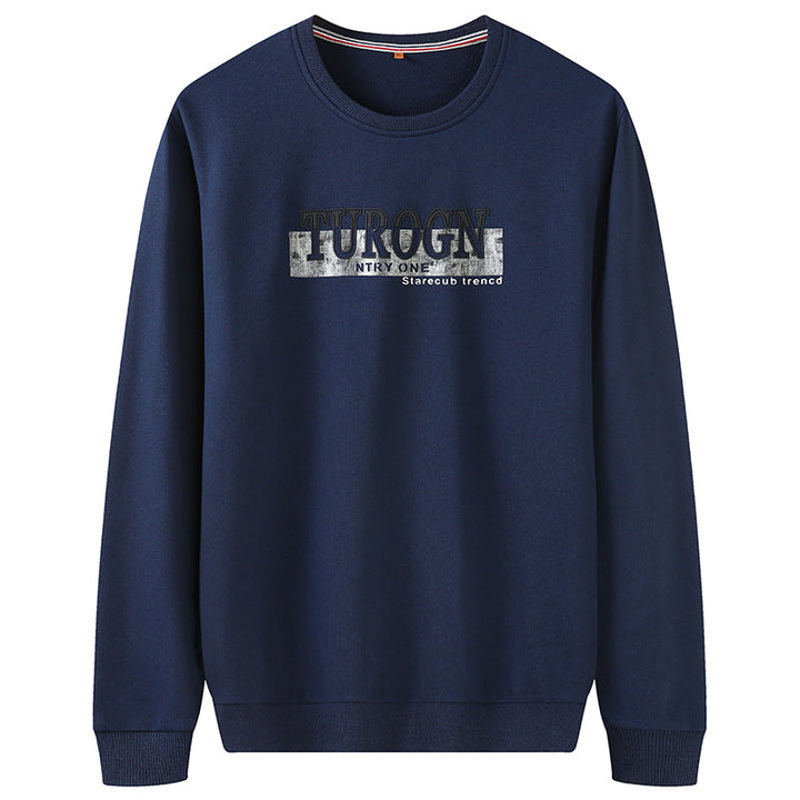 Męska bluza z okrągły dekolt, logo print, i prążkowane mankiety