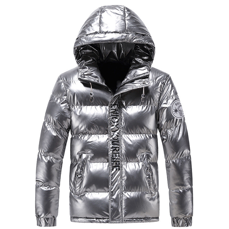 Męska glossy ocieplana kapturemed kurtka z metallic fwish i quiltwg